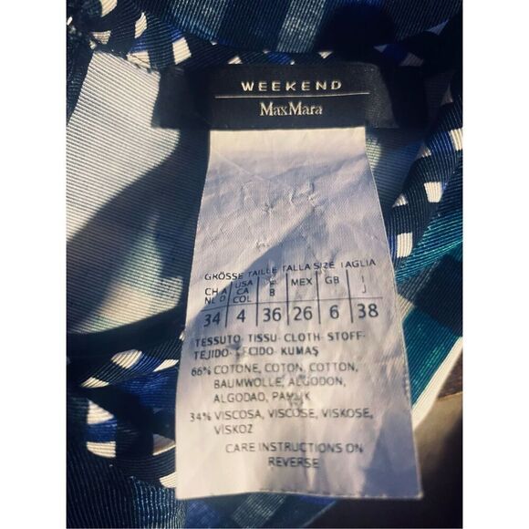 Max Mara Weekend Blue Green Abstract Plaid Sheath MIDI Dress Wm’s Sz 4 - Picture 7 of 9